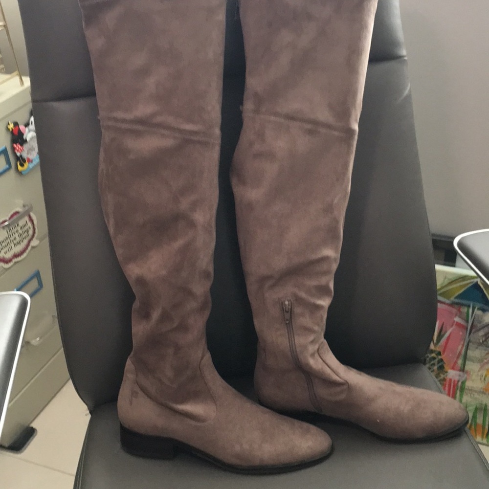 Ivanka Trump knee-length faux suede tan boots size 9